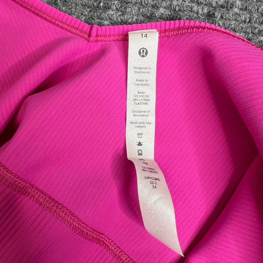 Lululemon Power Pivot Tank Rib Sonic Pink Reversible Crop Top Size 14 NWT
